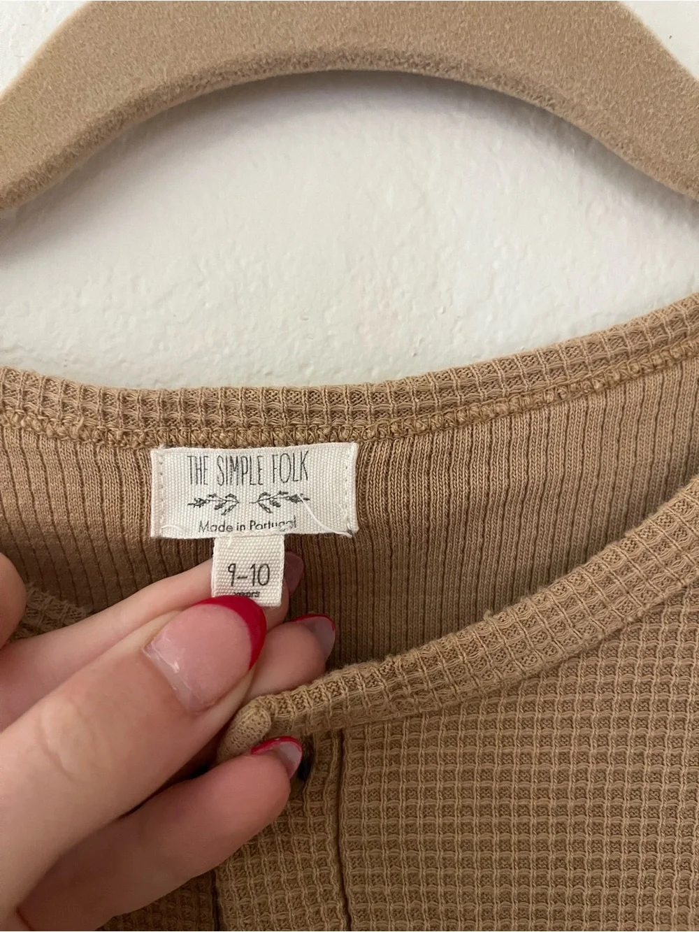 Kids Tan Waffle Henley One-Piece Bodysuit
